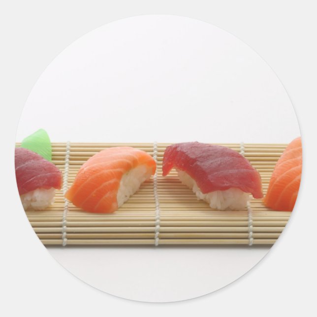 Pegatina Redonda Sushi japonés delicioso delicioso alimento asiátic (Anverso)