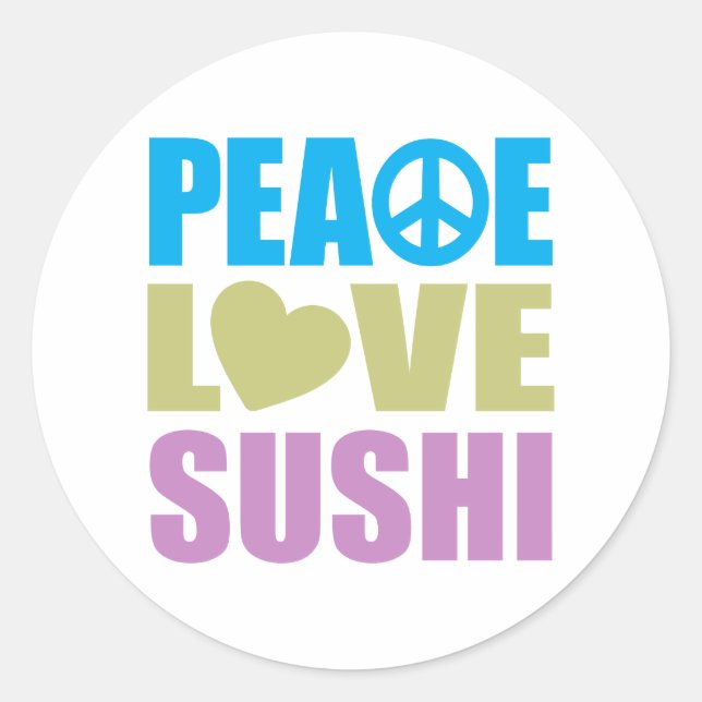 Pegatina Redonda Sushi Love Peace (Anverso)