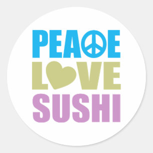 Pegatina Redonda Sushi Love Peace
