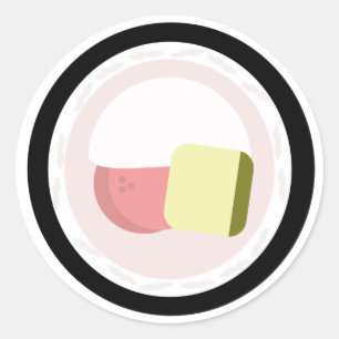Pegatina Redonda Sushi Rollo Salmon Cream Cheese Aguacate