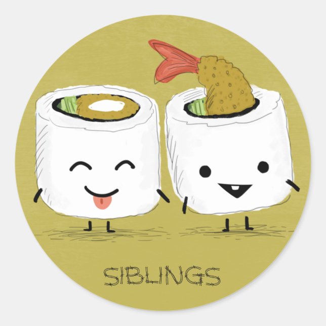 Pegatina Redonda Sushi Siblings (Anverso)