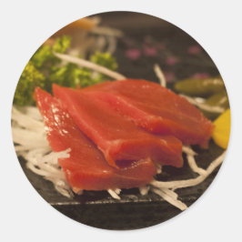 Pegatina Redonda Sushi Tuna Tuna Fiesta Tiempo Alimentos de pescado