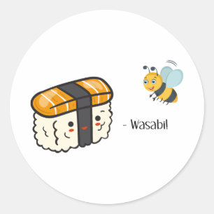 Pegatina Redonda Sushi Wasabi Bee