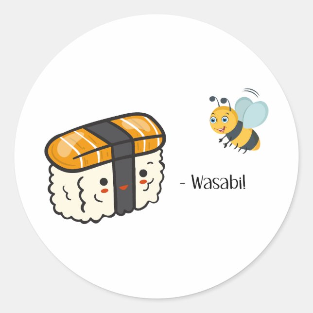 Pegatina Redonda Sushi Wasabi Bee (Anverso)