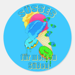 Pegatina Redonda SÜSSES für meinen Süßen Eis Donut Blaubeeren
