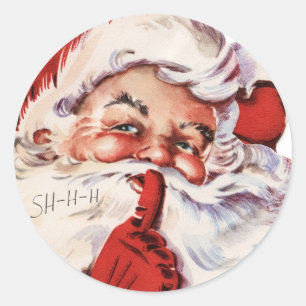Pegatina Redonda Susurro de Papá Noel del vintage