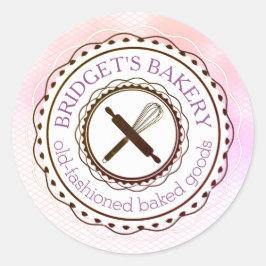 Pegatina Redonda Susurro de utensilios de hornear de la cocina del 