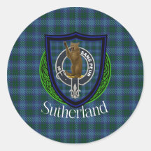 Sutherland Scottish Clan Tartan & Crest