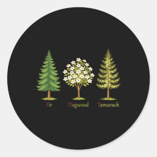 Pegatina Redonda Sutil Abeto Dogwood Tamarack Árboles Anti Trump Na