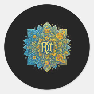 Pegatina Redonda sutil anti-triunfo Mandala diseño camiseta feminis