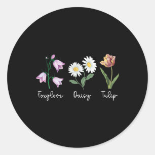 Pegatina Redonda Sutil floral anti Trump Digitalis Margarita Tulipá