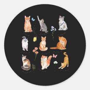 Pegatina Redonda Sutil gato político floral anti Trump Kitten
