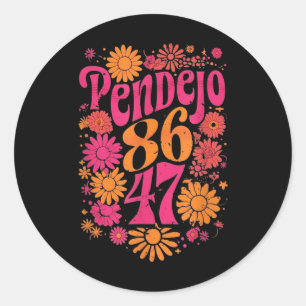 Pegatina Redonda Sutil Groovy Retro Pendejo Floral Anti-trump