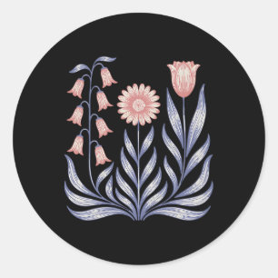 Pegatina Redonda Sutil resistencia Trump Foxglove Daisy Tulip Flowe