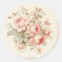 Pegatina Redonda Sutiles Brillos Rosados Estilo Shabby Chic