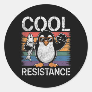 Pegatina Redonda Sutiles tarifas pingüinas de resistencia de Guay p