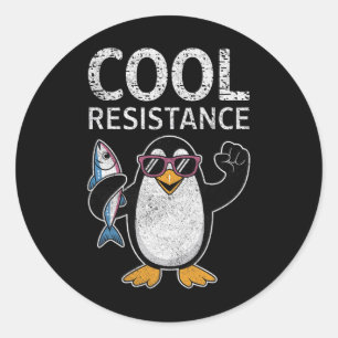Pegatina Redonda Sutiles tarifas pingüinas de resistencia de Guay p