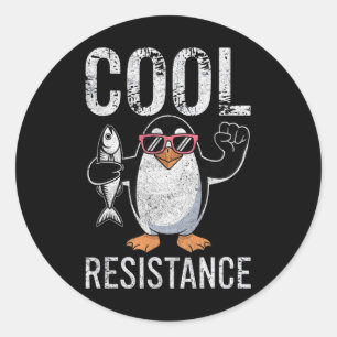 Pegatina Redonda Sutiles tarifas pingüinas de resistencia de Guay p
