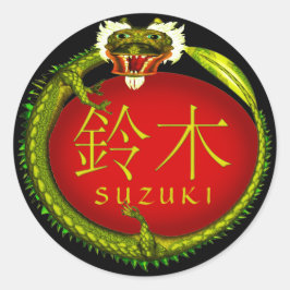 Pegatina Redonda Suzuki Monogram Dragon