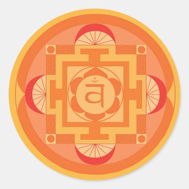 Pegatina Redonda Svādhisthāna Chakra Mandala (Anverso)