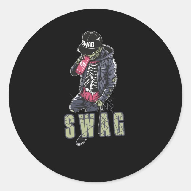 Pegatina Redonda Swag zombie (Anverso)