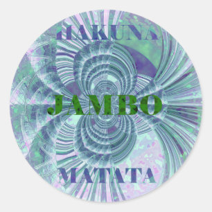 Pegatina Redonda Swaga Jambo Hakuna Matata Kenya Giraffe Safari Wo
