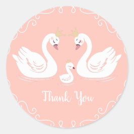 Pegatina Redonda Swan Baby Shower