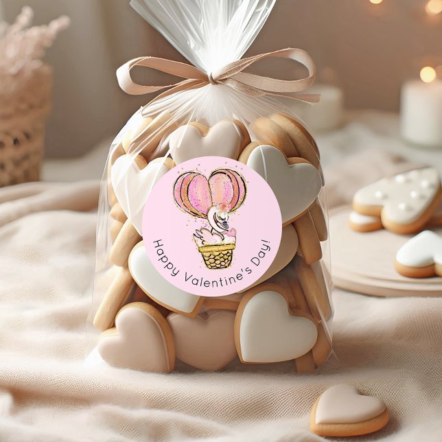 Pegatina Redonda Swan de globos aerostáticos Feliz Día de San Valen (Subido por el creador)