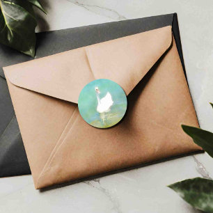 Pegatina Redonda Swan en Lake Balaton - personalizado