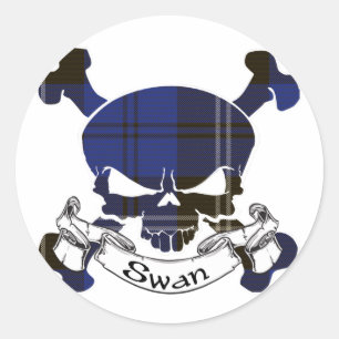 Pegatina Redonda Swan Tartan Skull