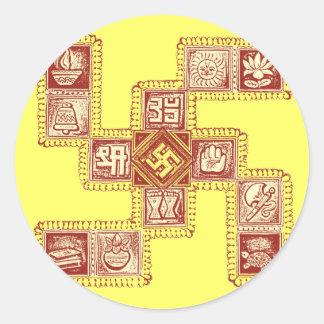 Pegatina Redonda Swastika tradicional india