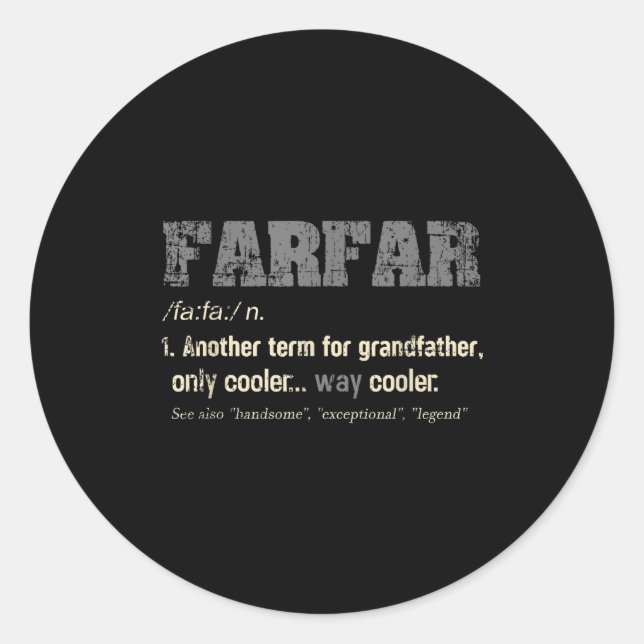 Pegatina Redonda Swedish Farfar Funny Definition Grandpa Gift  (Anverso)