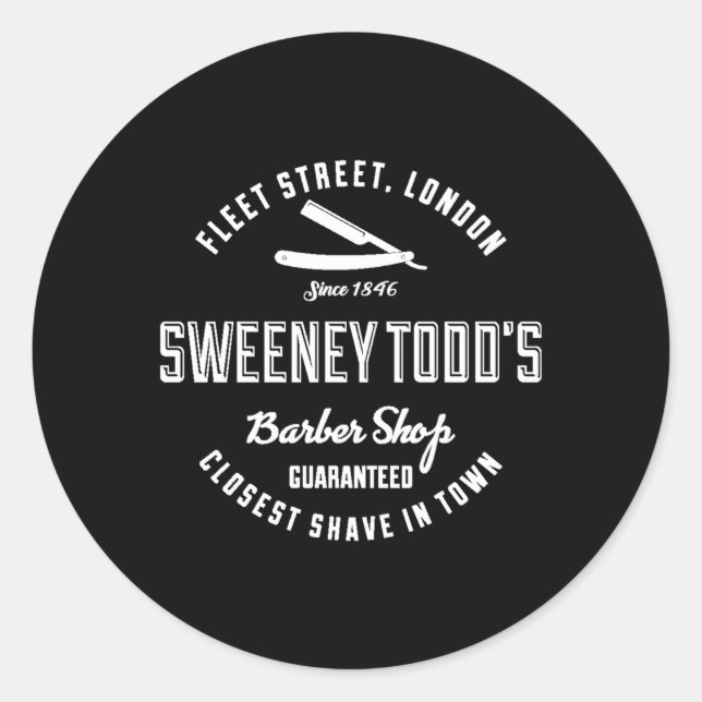 Pegatina Redonda Sweeney Todd'S Barber Shop (Anverso)