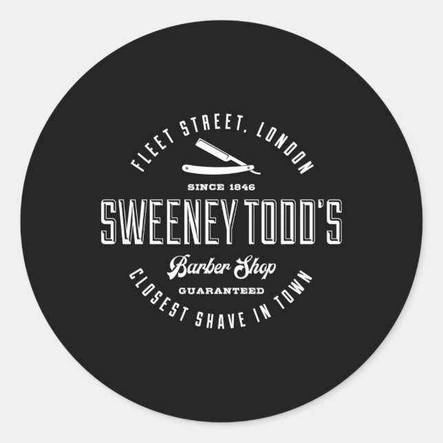 Pegatina Redonda Sweeney Todd'S Barber Shop (Anverso)