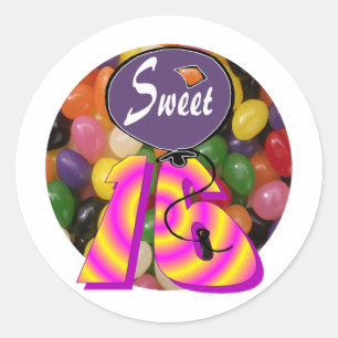 Pegatina Redonda Sweet 16 Birthday Gear