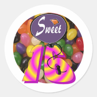 Pegatina Redonda Sweet 16 Birthday Gear