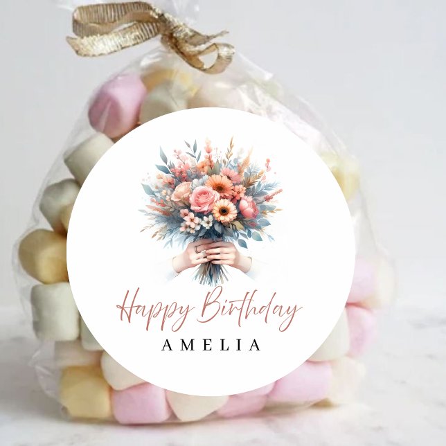 Pegatina Redonda Sweet 16 Floral Happy Birthday Custom Sticker (Subido por el creador)