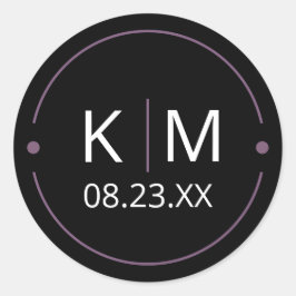 Pegatina Redonda Sweet Arch Boda Iniciales Lilac ID998