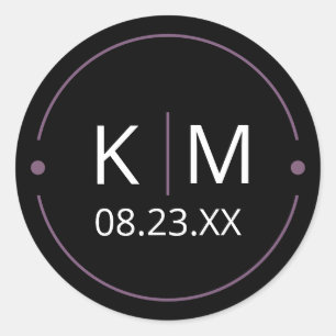 Pegatina Redonda Sweet Arch Boda Iniciales Lilac ID998