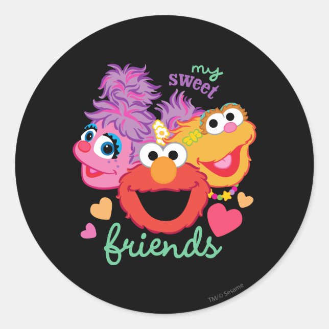 Pegatina Redonda Sweet Best Friends Characters (Anverso)