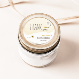 Pegatina Redonda Sweet Bumble Bee Baby Shower Gracias Por Favor