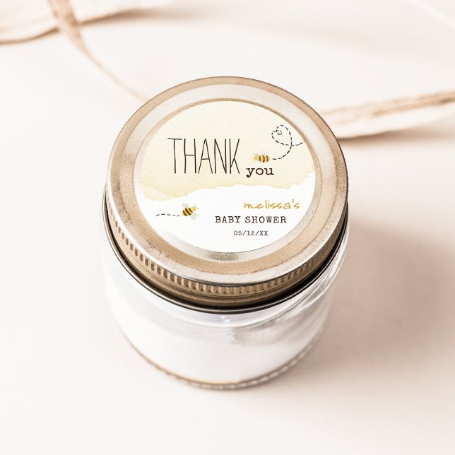 Pegatina Redonda Sweet Bumble Bee Baby Shower Gracias Por Favor (Subido por el creador)