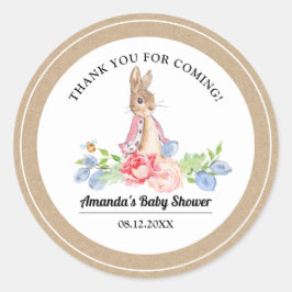 Pegatina Redonda Sweet Bunny Gracias Baby Shower Favor