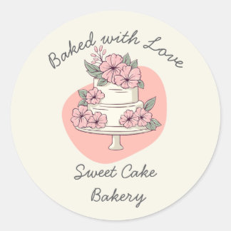 Pegatina Redonda Sweet Cake Bakery Baked with love