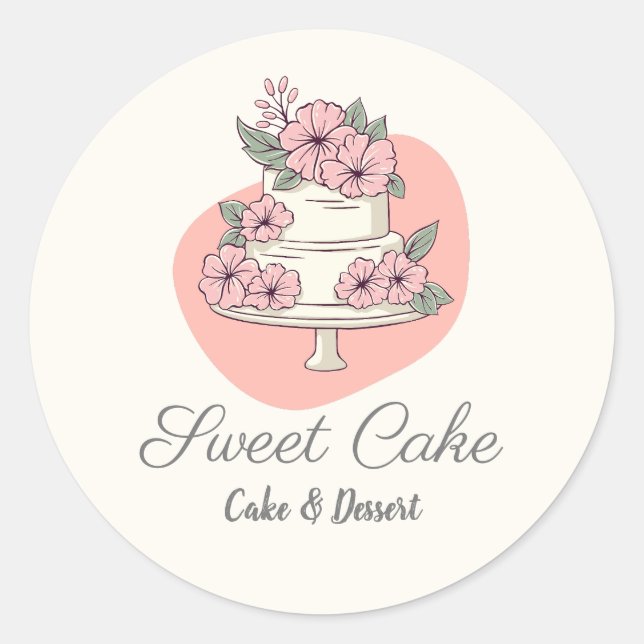 Pegatina Redonda Sweet Cake Bakery Cake & Dessert Logo (Anverso)