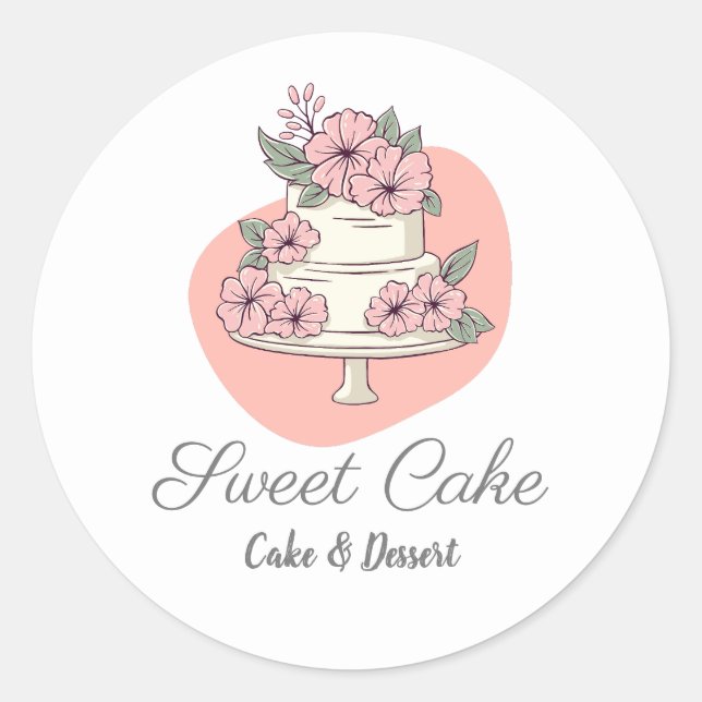 Pegatina Redonda Sweet Cake Bakery Cake & Dessert Logo (Anverso)