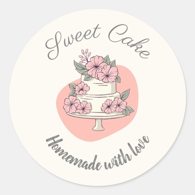 Pegatina Redonda Sweet Cake Bakery Logo (Anverso)