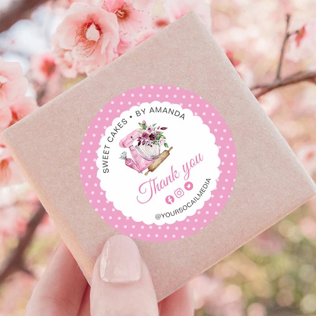 Pegatina Redonda Sweet Cakes Pink Thank you (Subido por el creador)