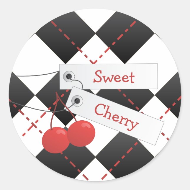 Pegatina Redonda Sweet Cherry Argyle (Anverso)