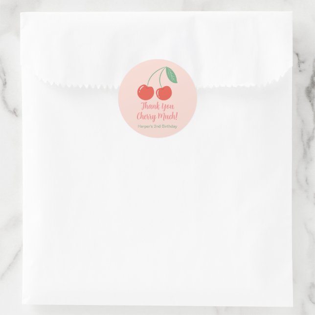 Pegatina Redonda Sweet Cherry Birthday Favor Gracias Pegatinas (Bolso)